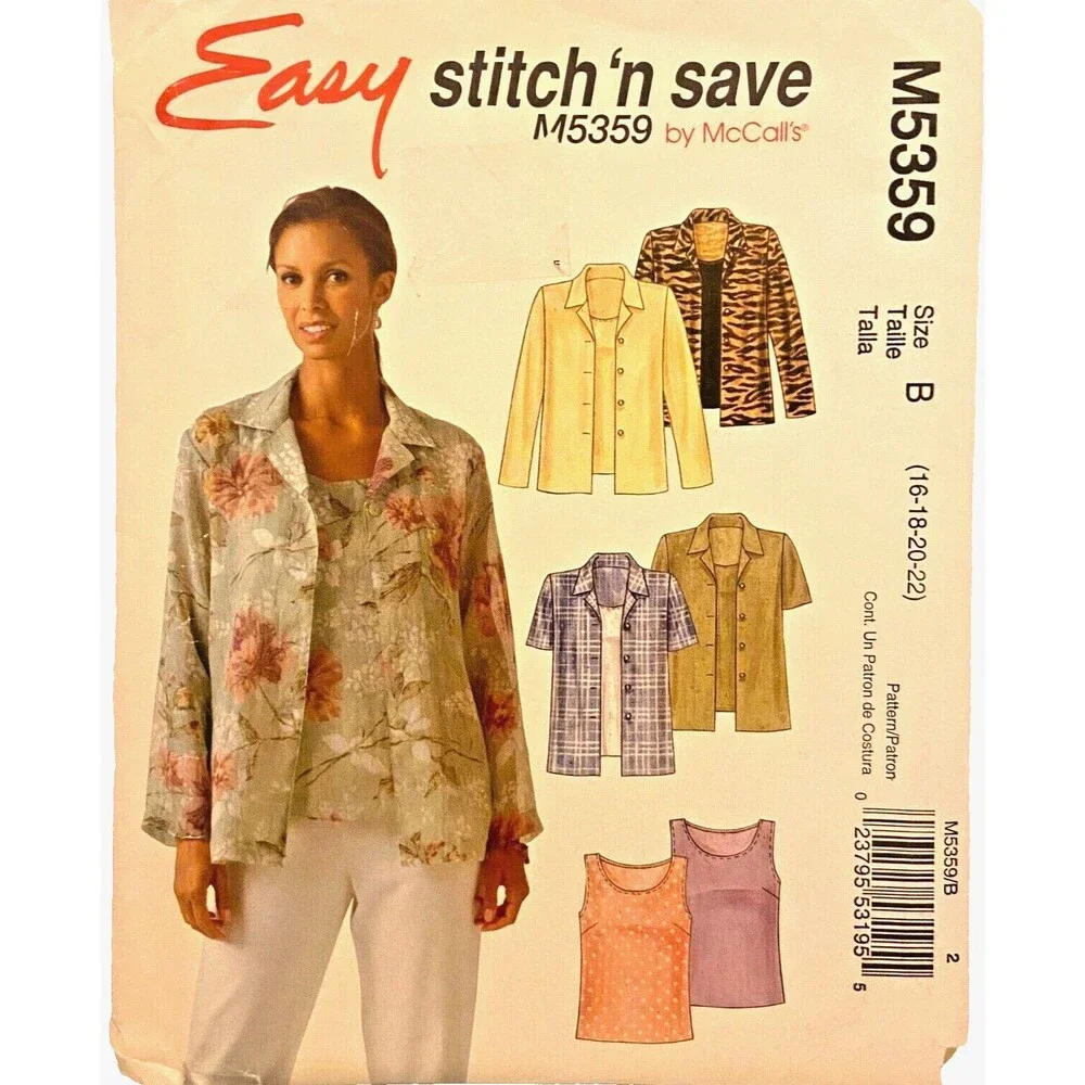 #M5359 McCalls Misses Shirt and Top Sewing Pattern Size 16-22